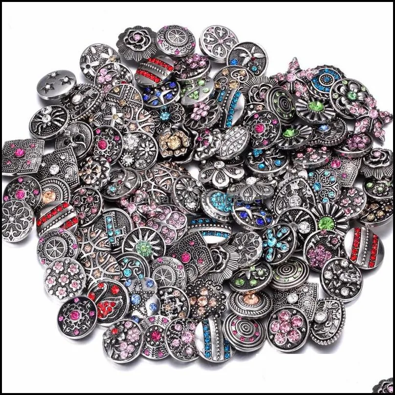 noosa snap button jewelry wholesale lot fit bracelet bangles necklaces 18mm metal rhinestone ginger snap buttons charm bracelets