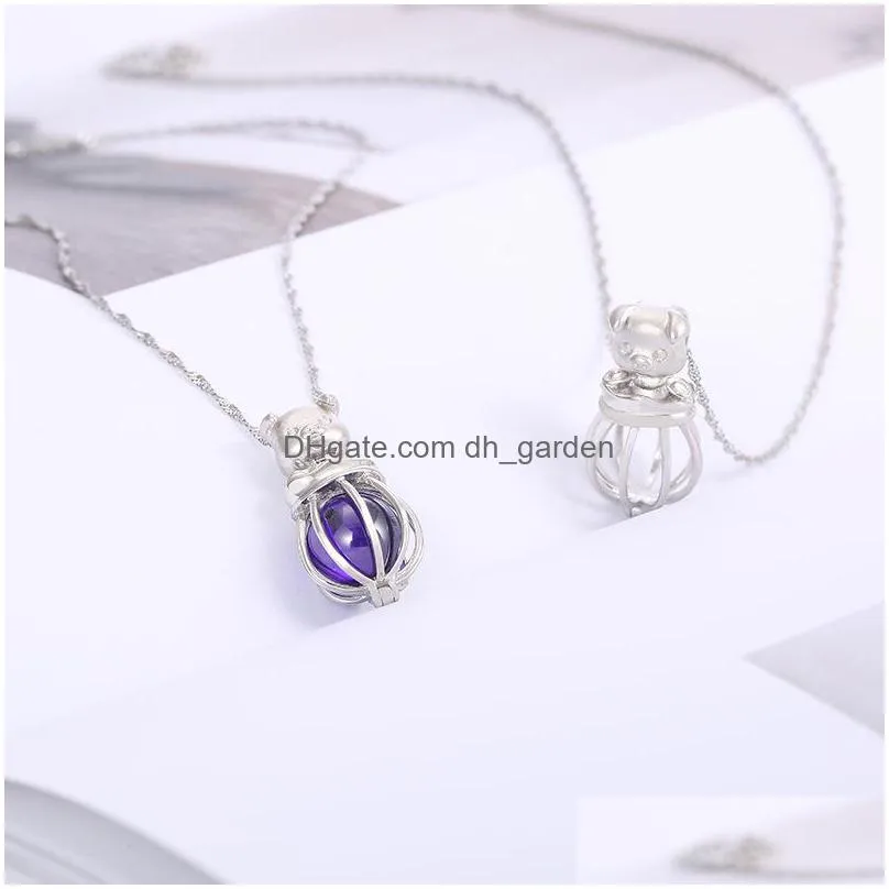 wholesale tortoise pearl/ball cage hanging diy accessories s925 silver necklace movable box manufacturer shipping