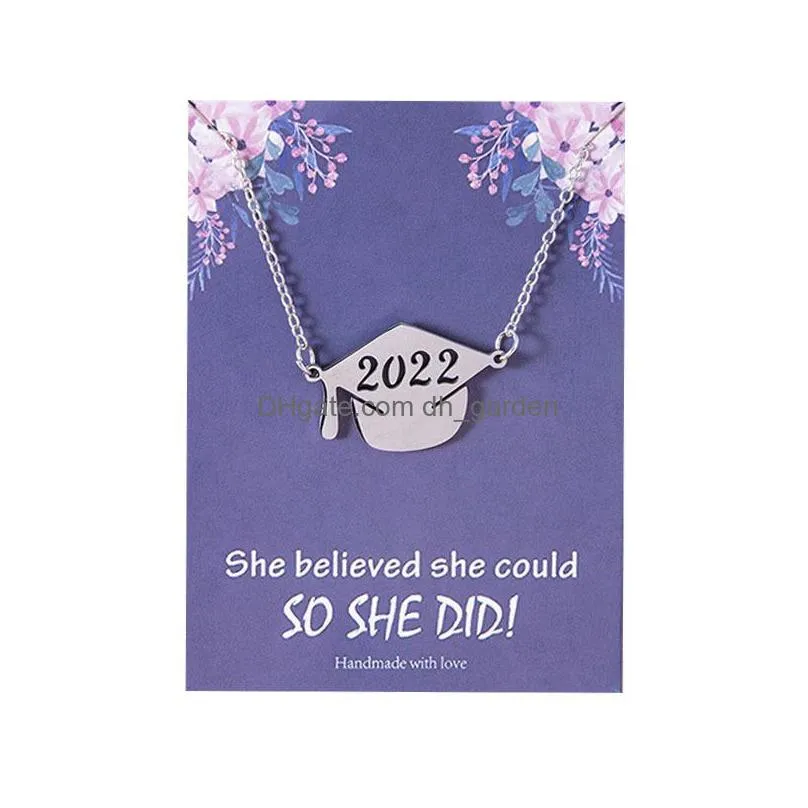 graduation gift english paper card necklace graduations season doctors hat stainless steel necklaces clavicle chain