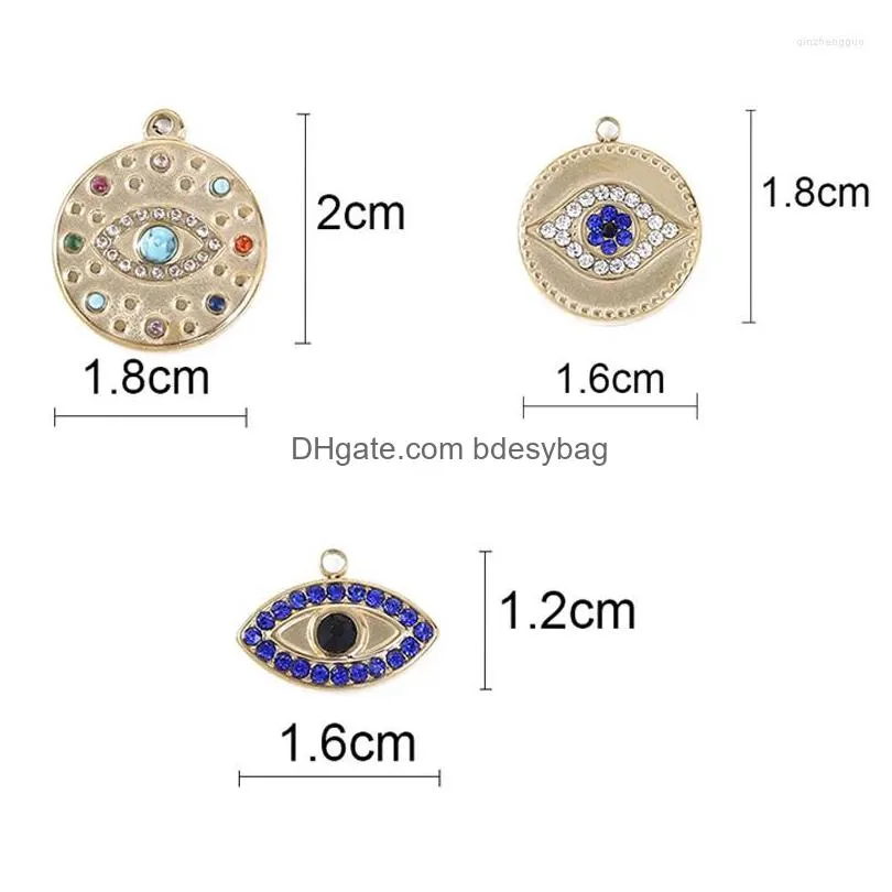 charms bohemian stainless steel gold eye diy necklace pendant zircon connectors jewelry making findings design wholesale