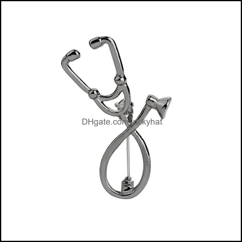 wholesale medical jewelry doctor nurse stethoscope brooch pins plating alloy pins button jackets collar badge doctor graduation gift