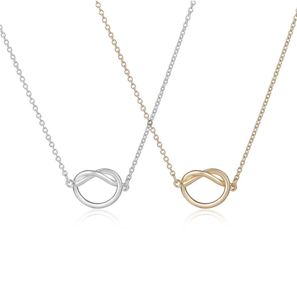 infinity forever love knot necklaces pendants for couple girlfriend small cute rose gold color chian necklace