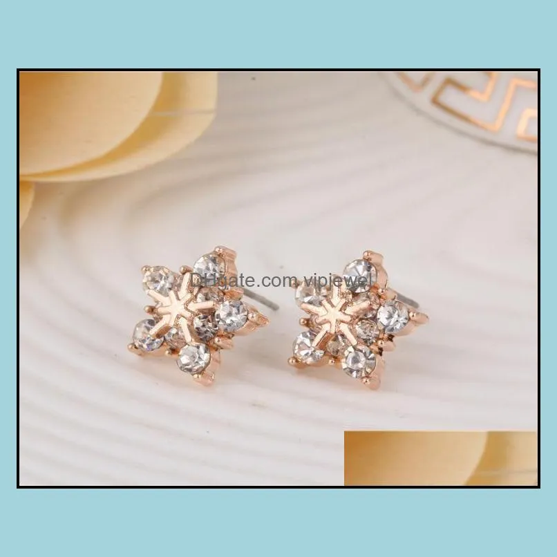earrings crystal stud earring wholesale korean diamond 18k rose gold plated stud earrings