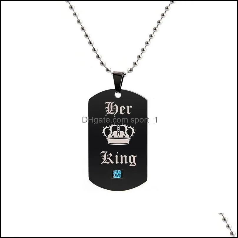 pretty stainless beautifully steel necklace for lover women men her king his queen couple necklaces with crown tags pendants necklaces