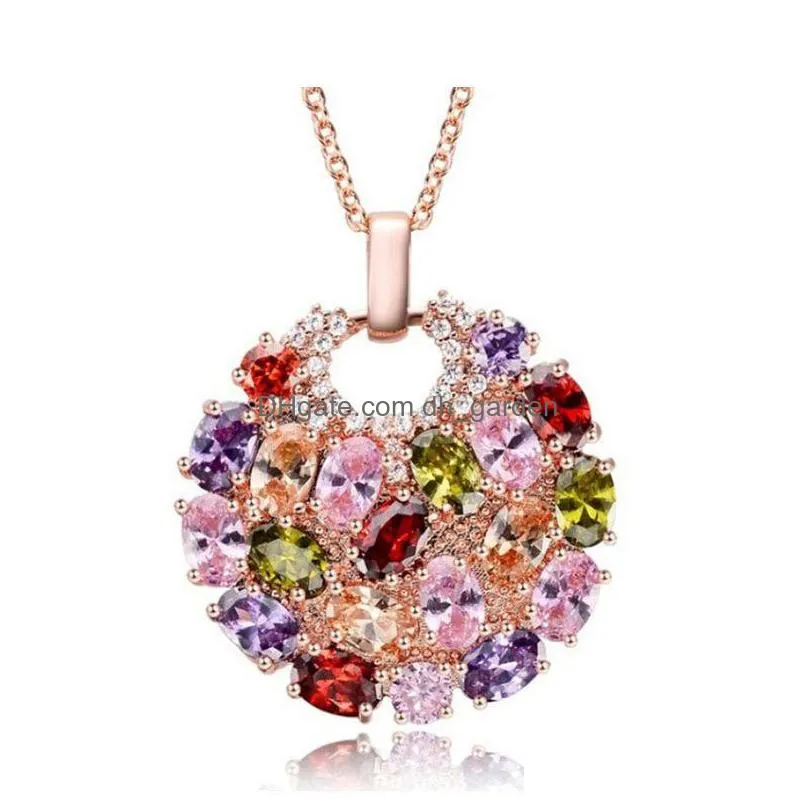 wholesale super shining colorful zircon necklace fashion environmental protection copper womens gorgeous tree necklace shipping