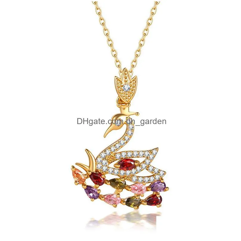 fashion bling bling necklace colorful 3a zircon necklace environmental protection copper metal material wholesale 