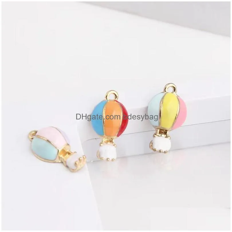 20pcs jewelry diy accessories alloy hot air balloon enamel charms pendants for bracelet earring making floating