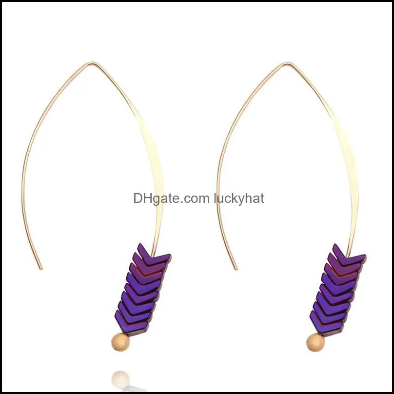 unique design colorful ore natural stone pendant hook dangle earring for women girls fashion vintage arrow drop earring jewelry gift