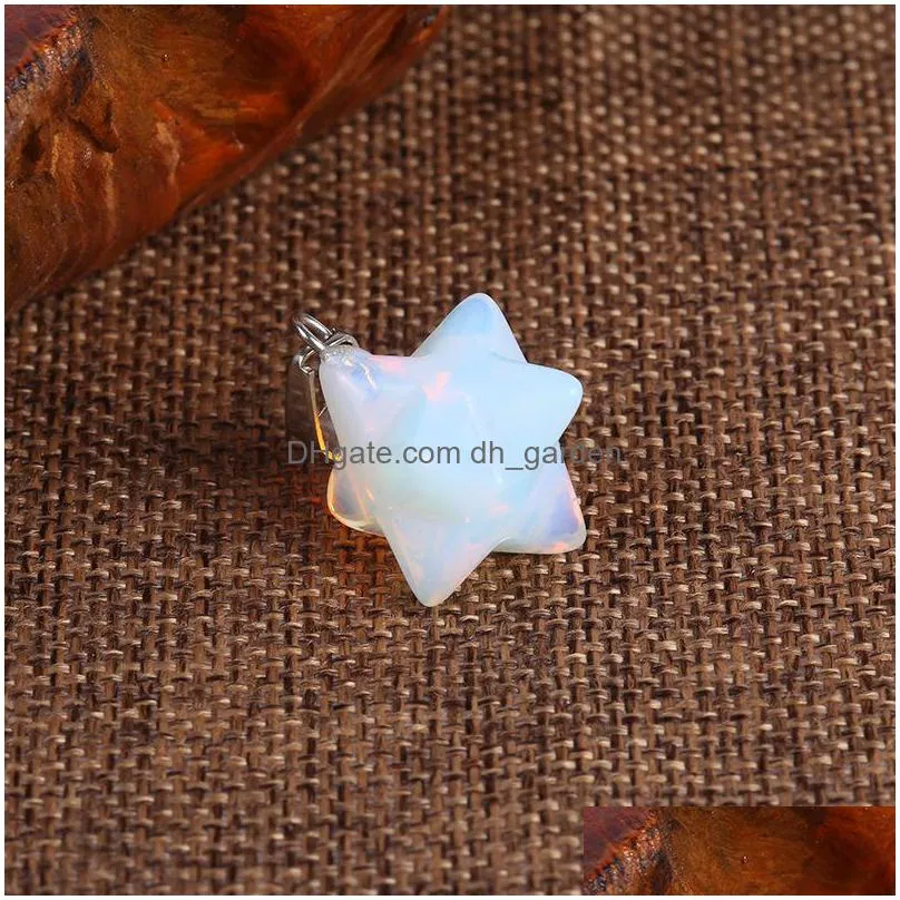wholesale high quality mixed crystal agate natural stone octagon star pendant necklace accessories crystal pendant shipping