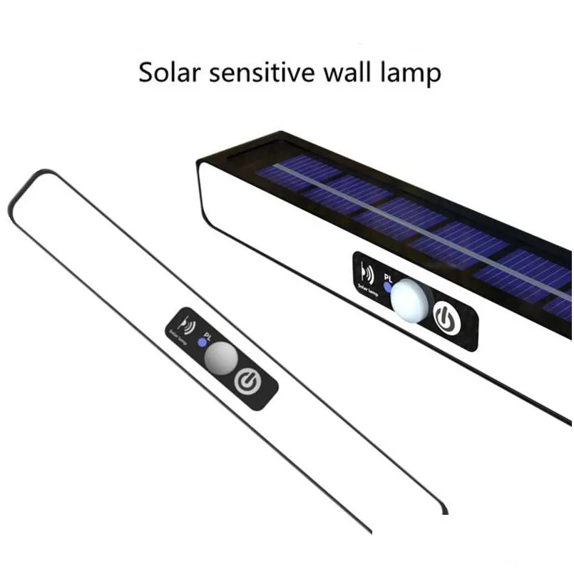 outdoor solar wall lights long strip 20cm billboard light pir motion sensor waterproof solar stair lamp