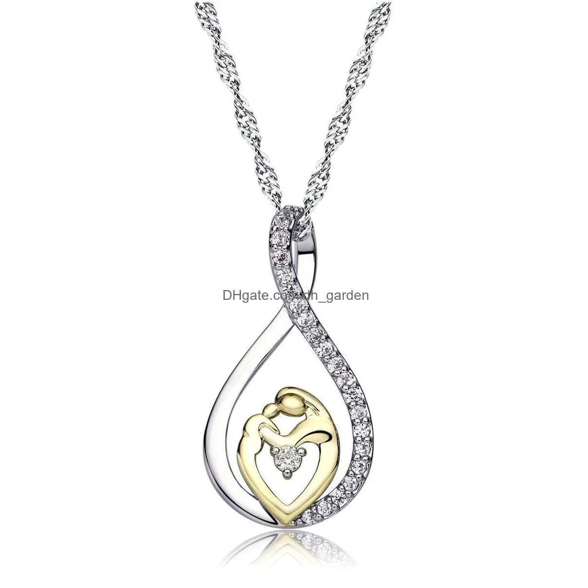 mothers day necklace send mother zircon silver full circle and child theme jewelry pendant gift