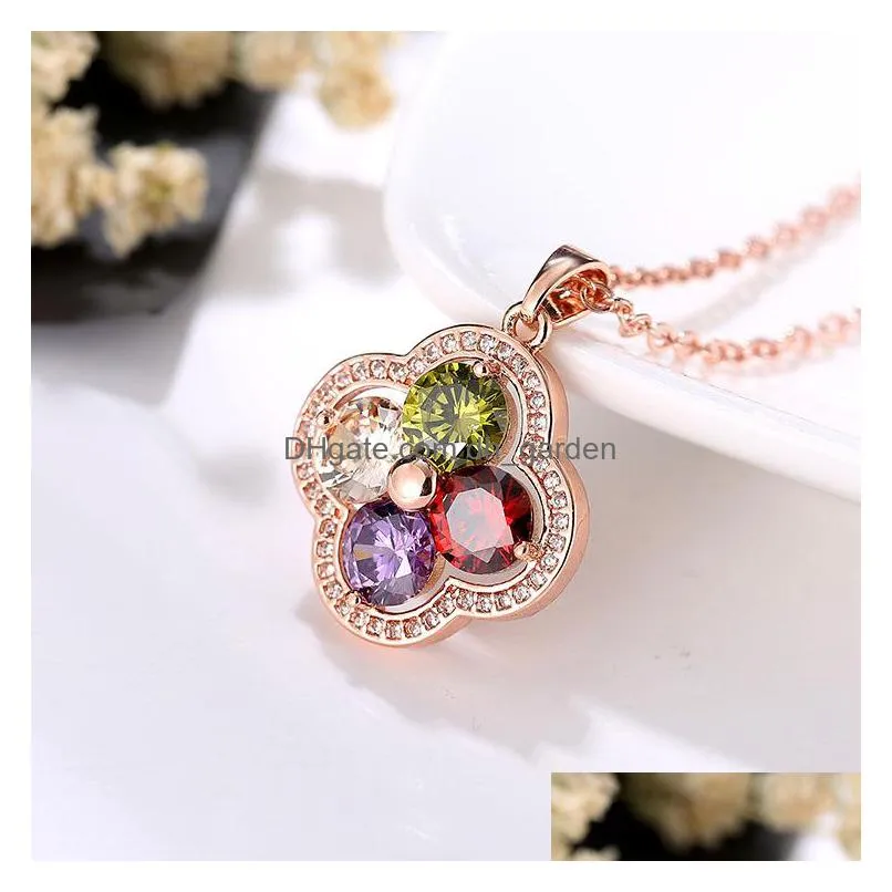 hot selling european and american multicolour diamond necklace short necklace with zircon pendant clavicle chain shipping