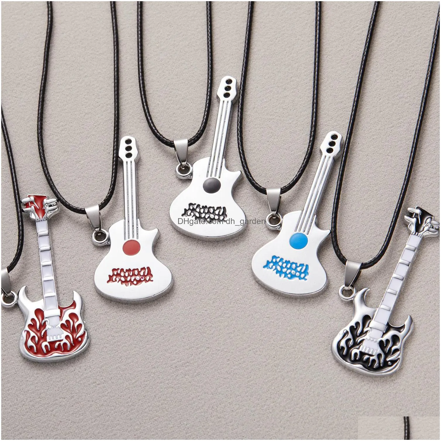mens stainless steel necklace jewelry personalized couple gift guitar violin pendant necklace