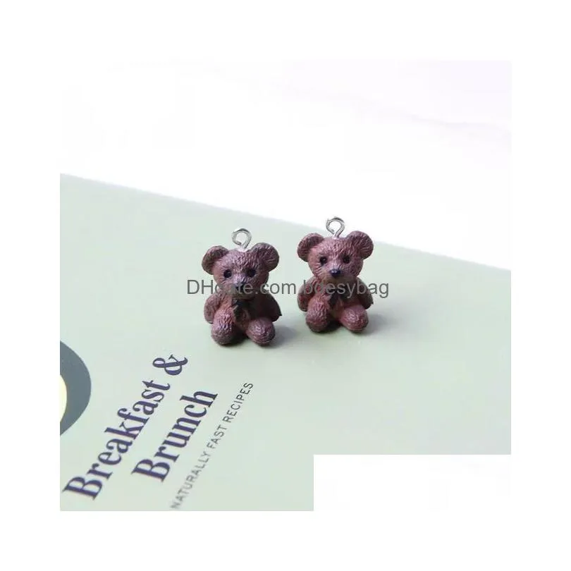 20pcs/lot 20x15mm cute bear matte resin charms for women making diy necklace keychain pendant jewelry accessories