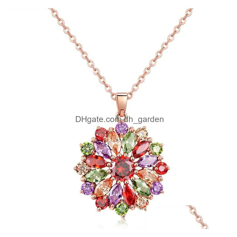 new fashion rose gold necklace copper pendant womens 3a cubic zircon jewelry in europe and america