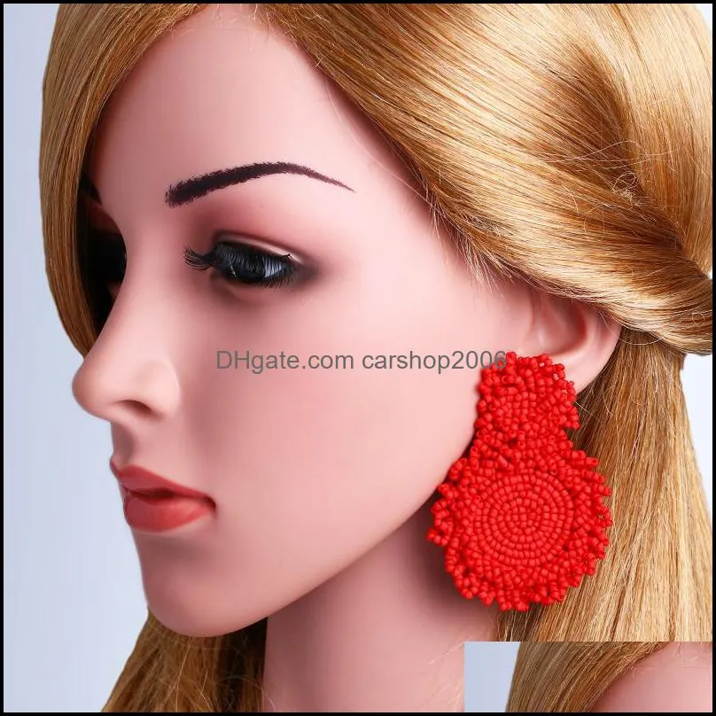  fashion handmade woven beaded dangle earrings dangle earring for women girls korea exaggerated creative bouble circle earring