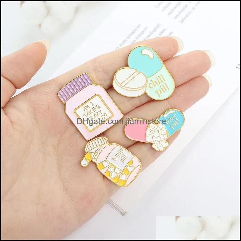 pill enamel brooches pin for women fashion dress coat shirt demin metal funny brooch pins badges promotion gift 2117 t2