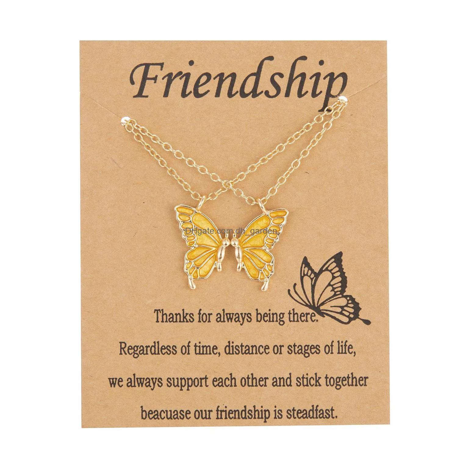 hot selling painted butterfly necklace friendship graduation commemorative necklace twopiece paper card necklaces