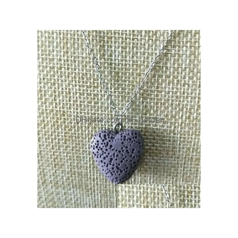 heart lava rock pendant necklace mix colors aromatherapy essential oil diffuser heartshaped stone necklaces for women xl1c145