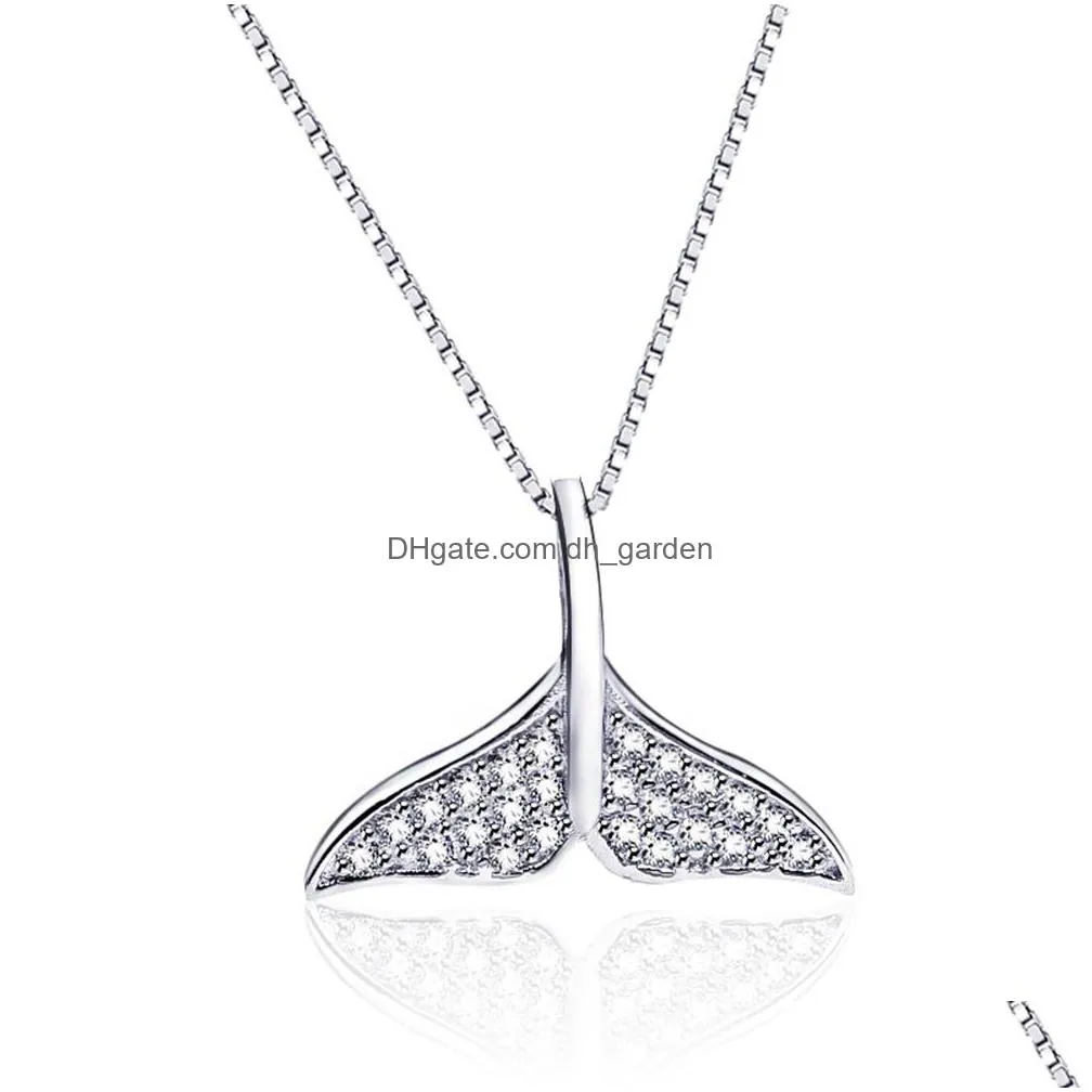 cr jewelry s925 sterling silver mermaid tail necklace korean version  tail pendant for women shipping