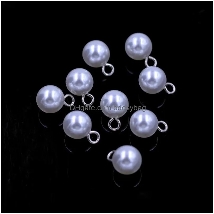 charms pendants imitation pearls acrylic bead bail for earrings necklace jewelry diy findings 10x14mm