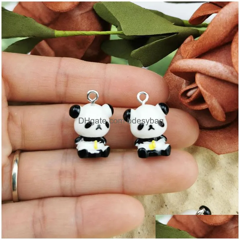 20pcs/set 15x20mm resin panda charms pendant jewelry findings diy handmade hanging decoration making accessories