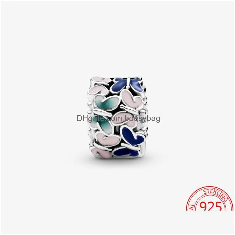 charms handmade 925 sterling silver enamel colorful dynamic butterfly clip beads charm fit original bracelet