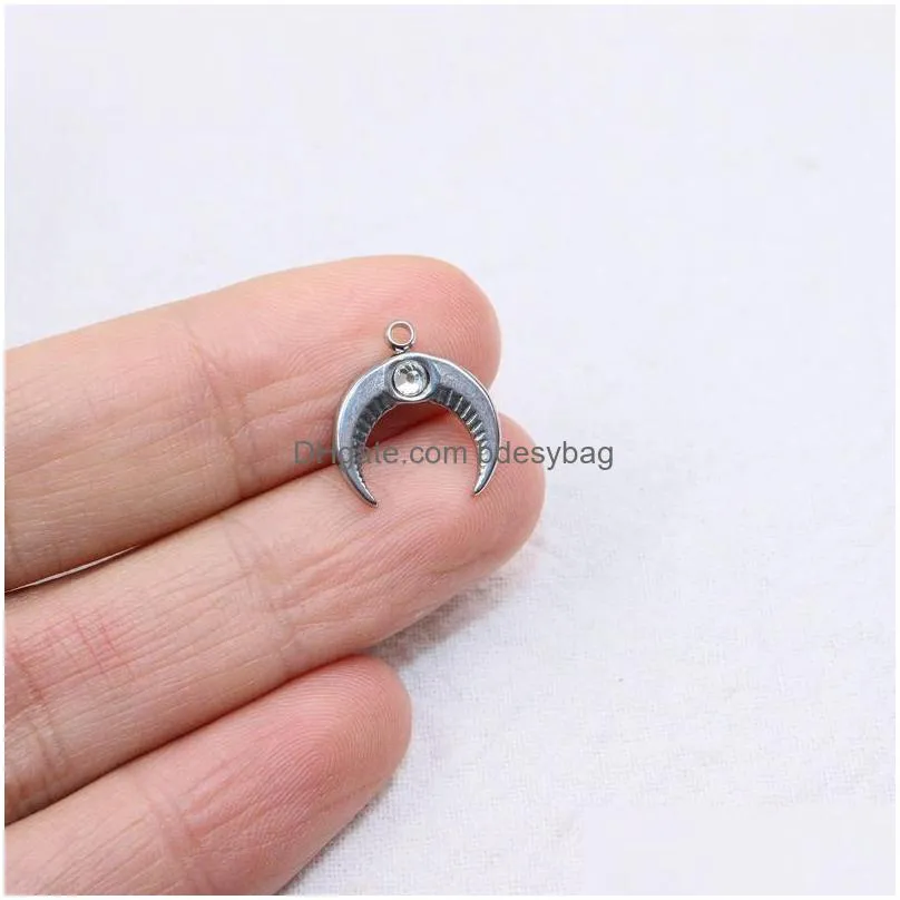 charms 5pcs 10 13mm wholesell stainless steel high quality horn stones pendant diy necklace earrings bracelets unfading 2 colorscharms