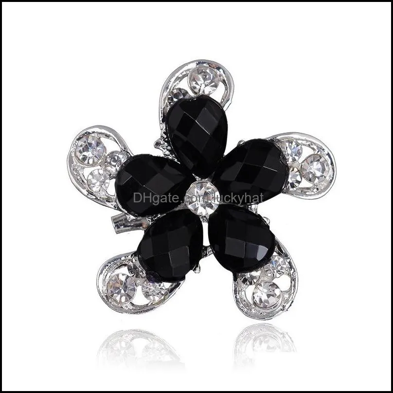 brooches retro style black big crystal brooch colored flower women brooch pins crystal rhinestone brooches