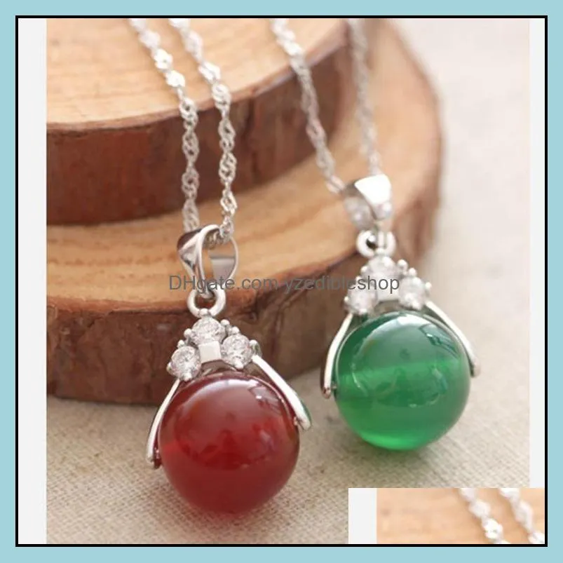 necklaces pendant for women pendants with 12mm agate bead stone silver plated long chain pendant necklace