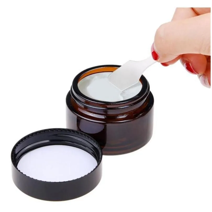 5g 10g 15g 20g 30g 50g amber glass jar cosmetic cream bottle refillable makeup container with black lids