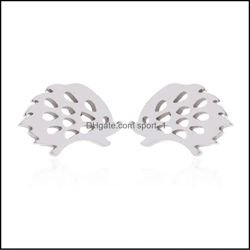 lovely hedgehog stud earrings for girls cute fashion animal ear earrings jewelry stainless steel silver earing