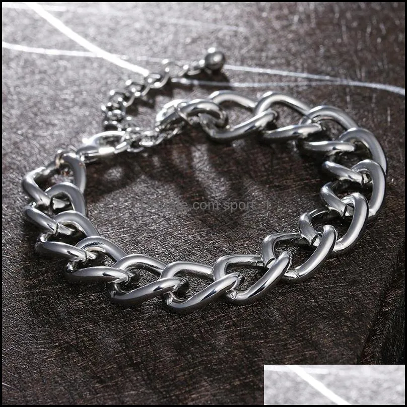 big promotion silver plating chunky bracelets for women men simple style adjustable size chain diy bracelet fashion jewelry wholesale