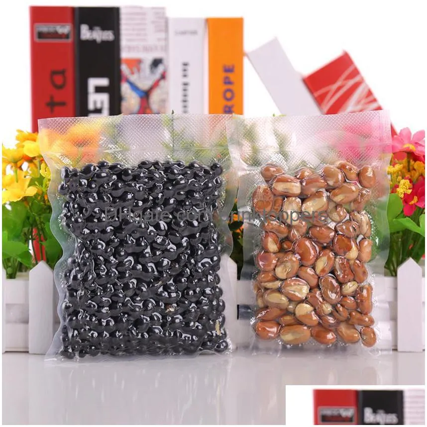 packaging 100pcs lot 11sizes 19um textured plastic vacuum punches transparant food storage packing bags open top heat seal small