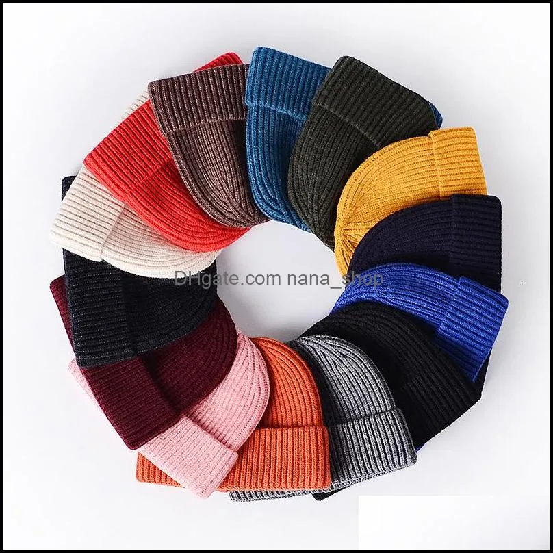 men fashion knitted hats boy skullcap male beanie winter retro brimless baggy melon cap cuff docker fisherman accessories 20211231 t2