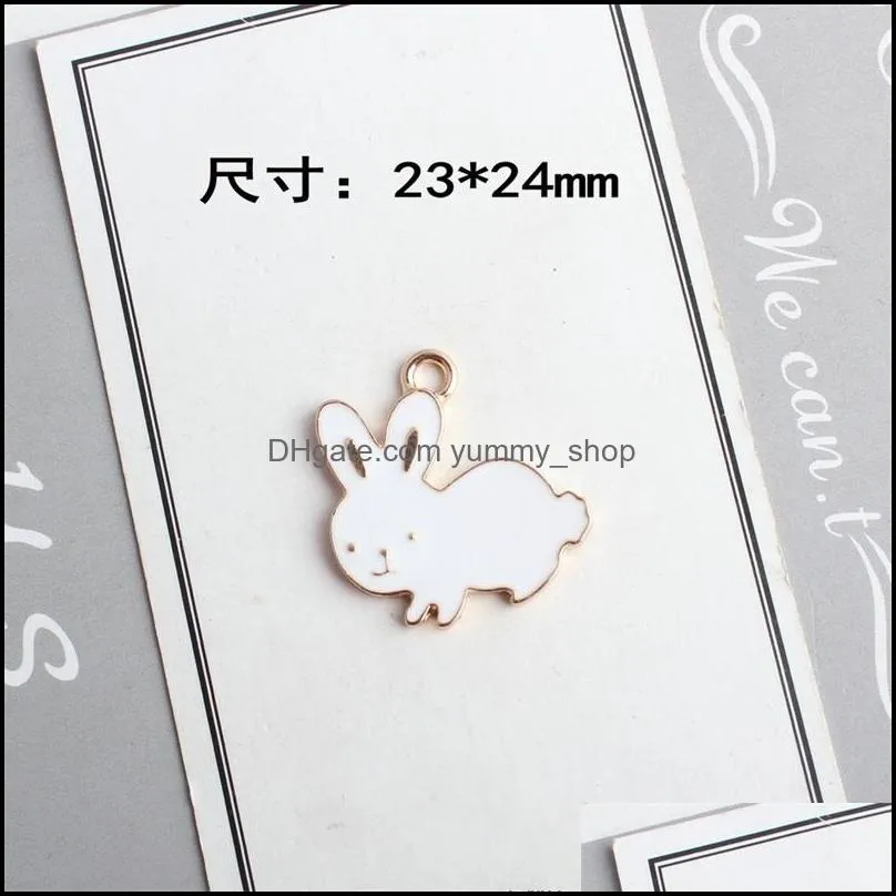 enamel gold plated cartoon animal rabbit charms pendants for handmade diy earrings necklace chain bracelet jewelry making accessories 50