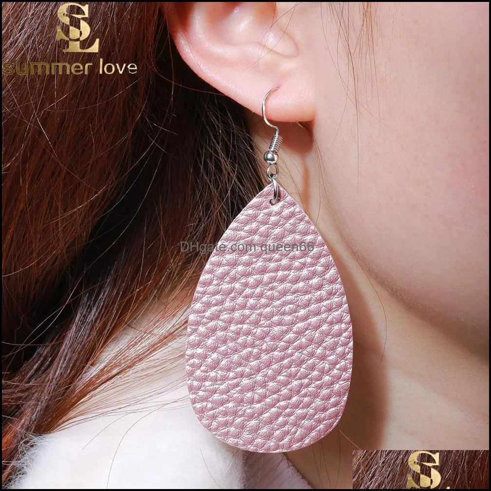  classic leather earrings for women ethnic bomemia drop dangle wedding earrings two sides printing fashion jewelry wholesale