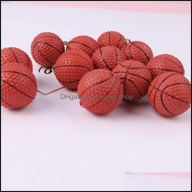 cute crafts simulation basketball ball resin earring charms creative round sports keychain necklace pendant jewlery 150c3
