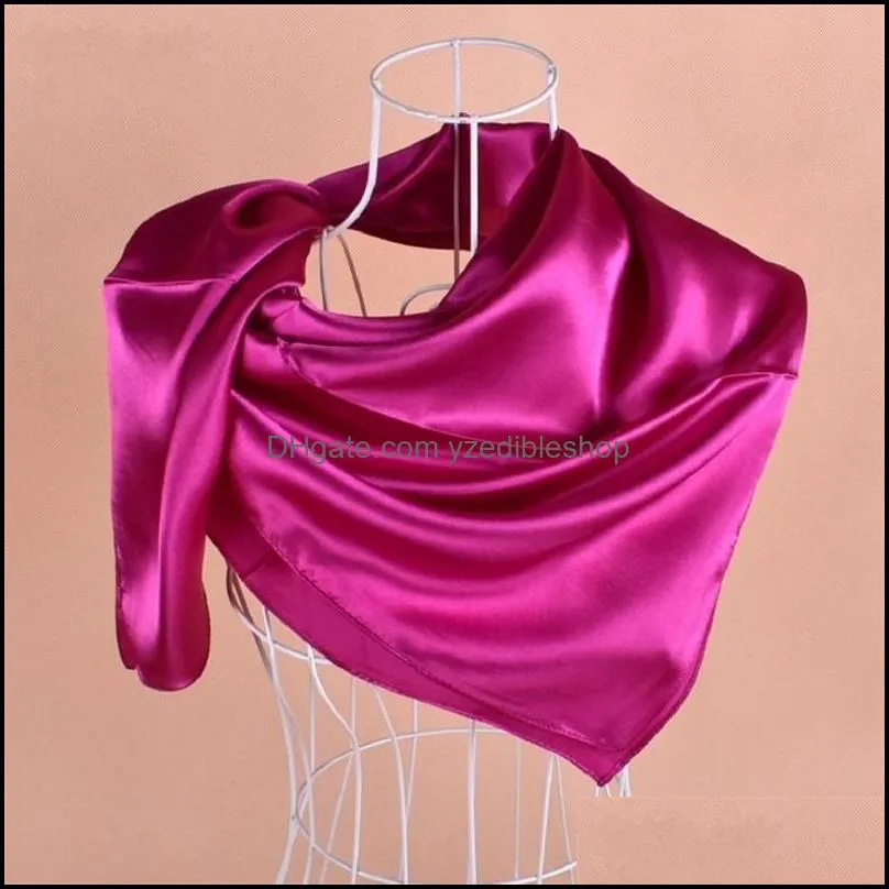 90x90cm white black women square silk scarf wraps autumn winter sjaal luxury large satin scarves muslim head scarf 71 w2