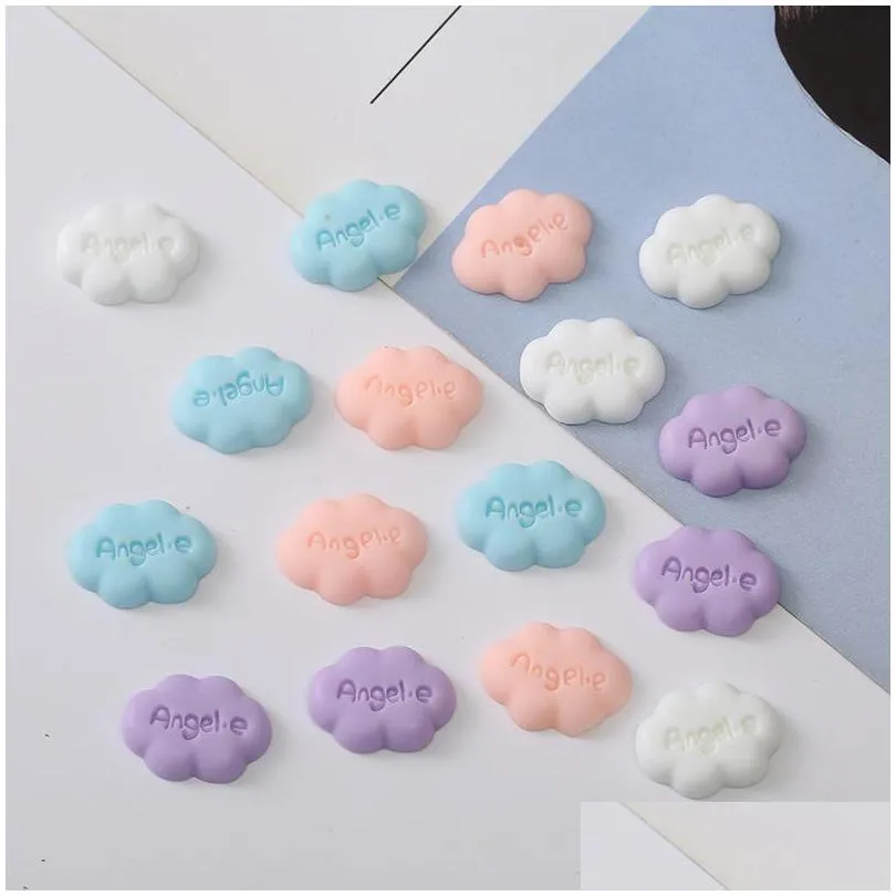 30pcs 15x22mm colorful resin components kawaii mini angele clouds flatback cabochon scrapbook figurine garden accessories ornament diy