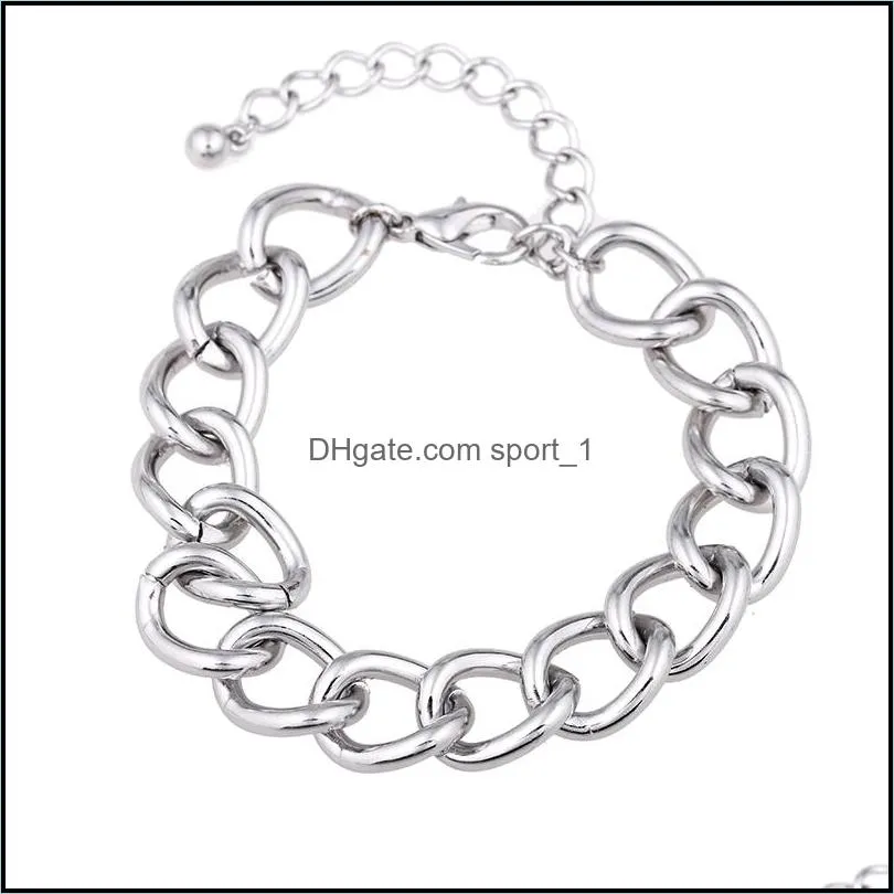 big promotion silver plating chunky bracelets for women men simple style adjustable size chain diy bracelet fashion jewelry wholesale