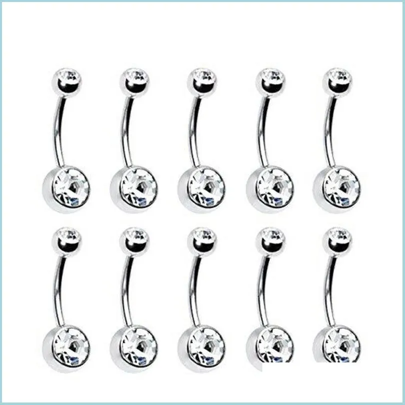 double clean diamond navel piercing navel ring 100pcs/lot fashion body jewelry 100 d 14g 660 q2