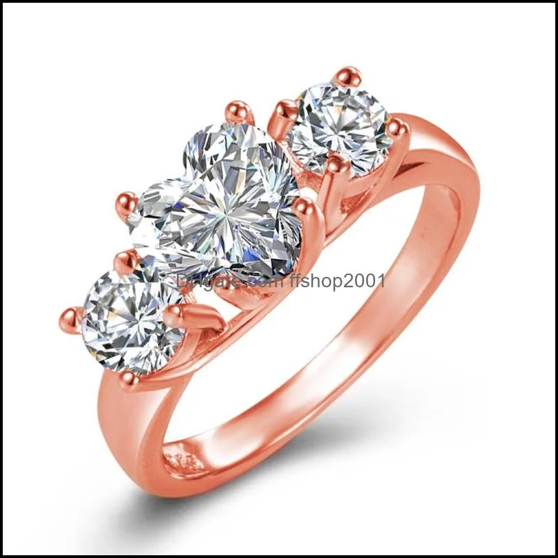 heart rings for women wedding engagement bridal jewelry cubic zirconia stone elegant ring silver ring