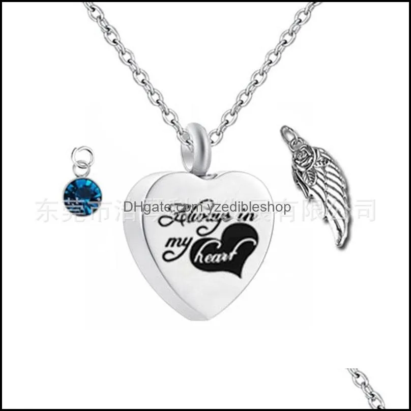 cremation jewelry always in my heart memorial urn necklace ashes keepsake pendant 389 t2