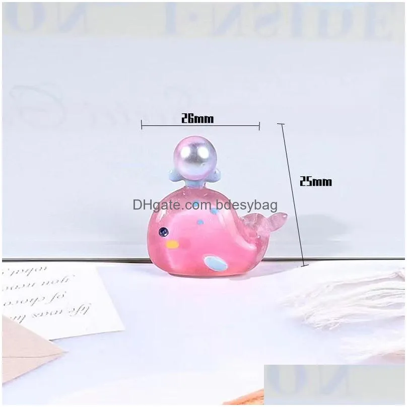 20pcs cartoon kawaii decor resin components lovely  octopus penguin crab whale hair rope stationery box handmade diy