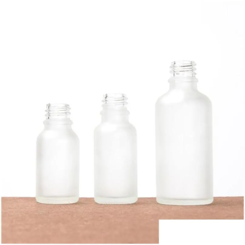 30ml dropper bottle empty refillable bottles vial cosmetic container frosted glass jar with imitated bamboo cap