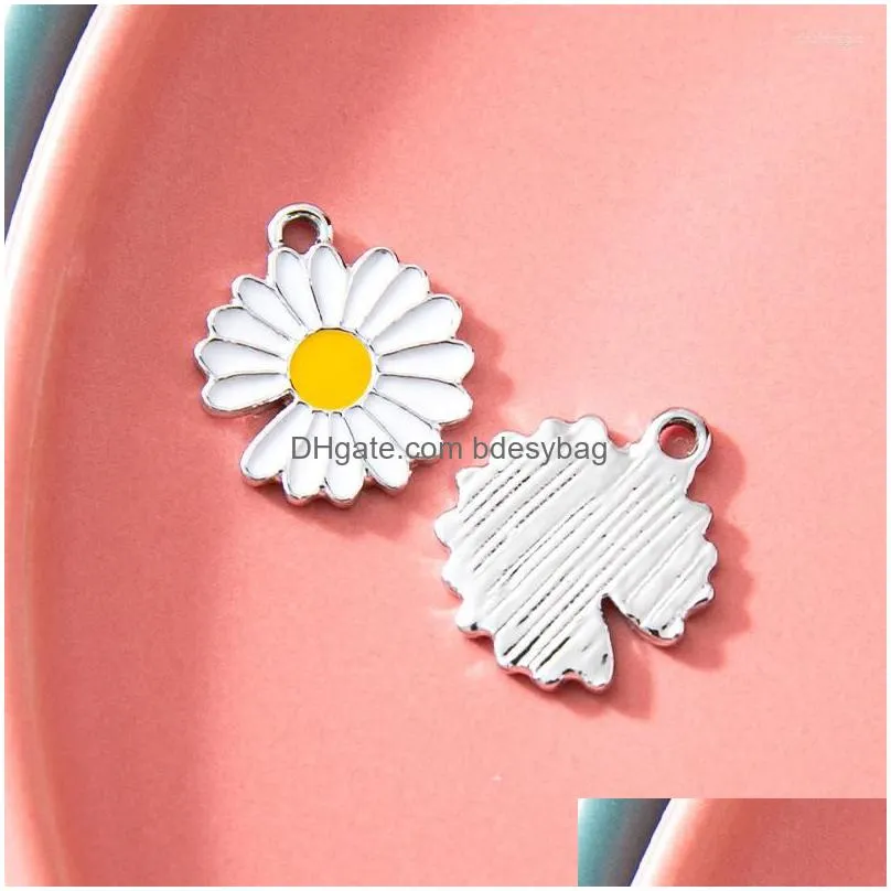 charms 5pcs 16x13mm enamel daisy flower for necklaces pendants earrings diy colorful mini handmade jewelry finding making