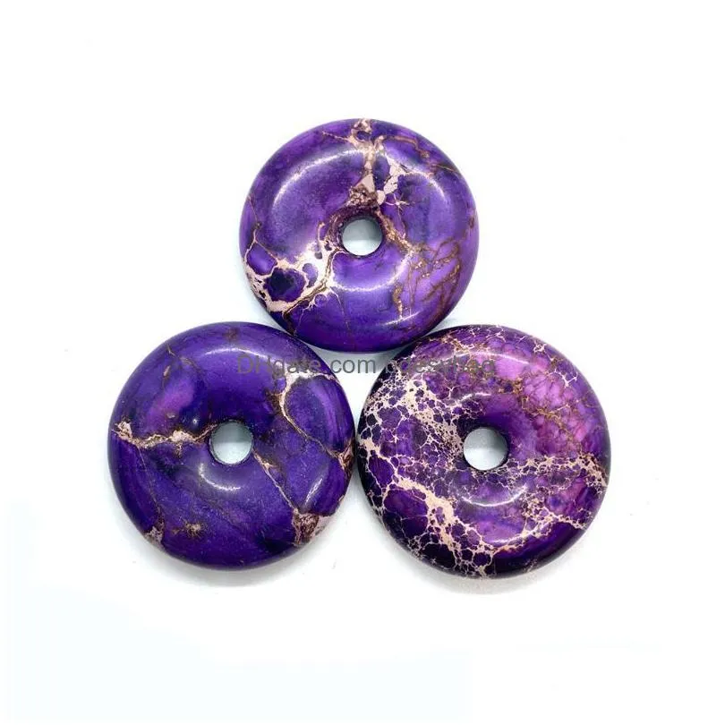 charms 1pcs natural stone emperor pendant 29mm round diy necklace earrings bracelet jewelry making accessories hole 6mm