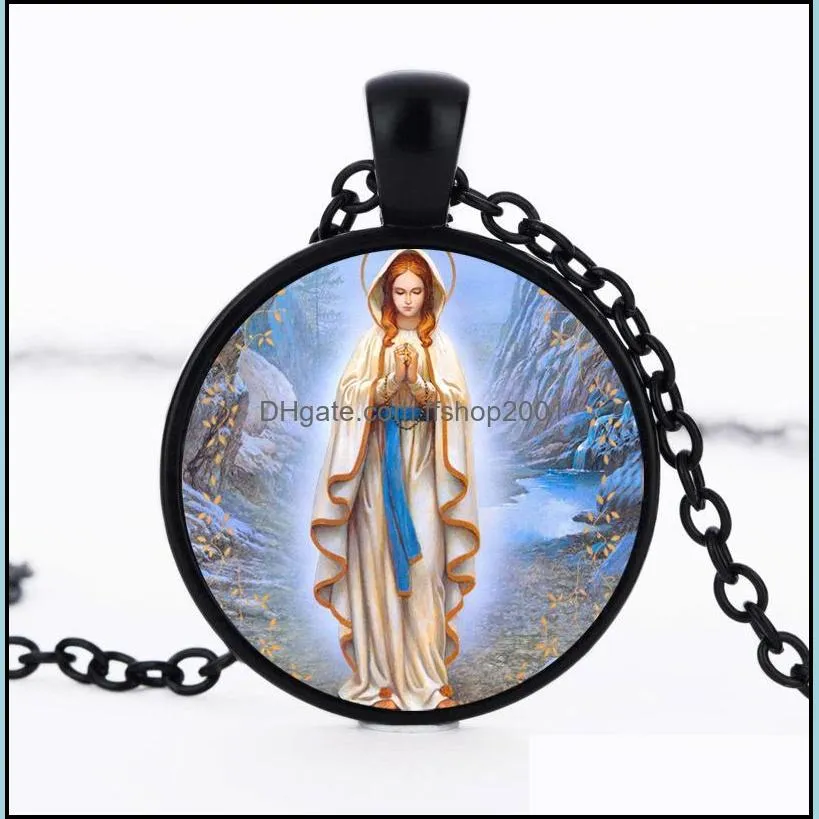 pretty necklaces virgin mary stainless steel jewelry religious jesus statement necklaces