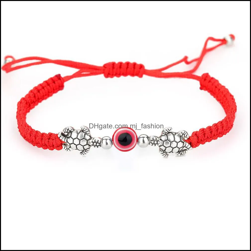 hanmade rope chain fatima hand evil blue red eye pendants bracelet fashion lucky elephant tortoise woven red string bracelets for women men christmas